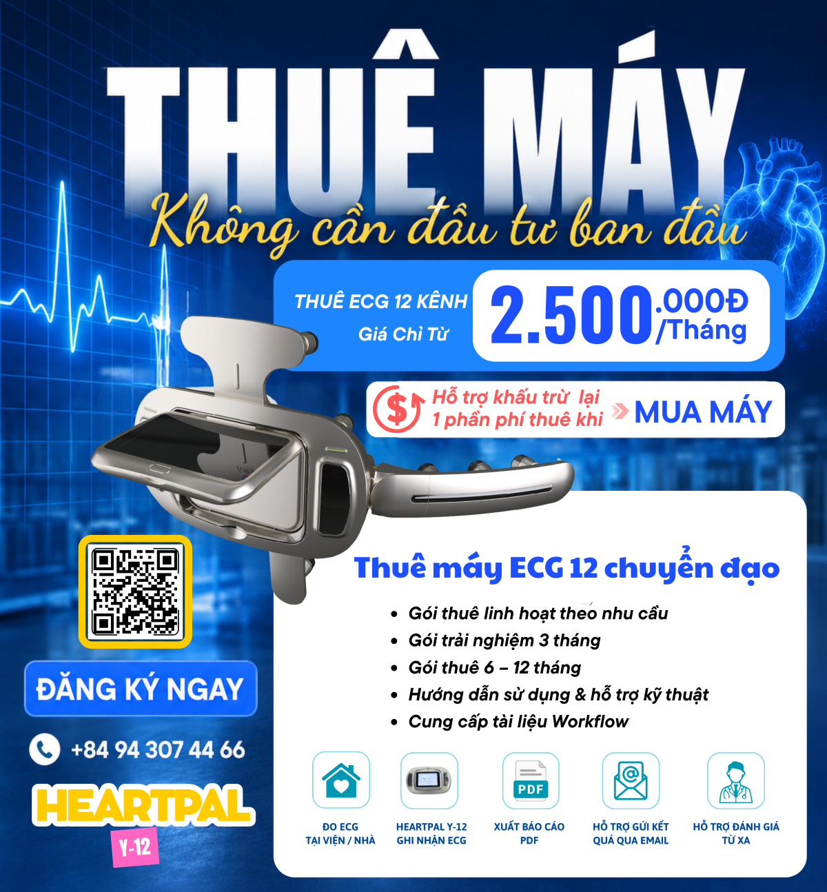 Dịch vụ cho thuê máy điện tim 12 kênh